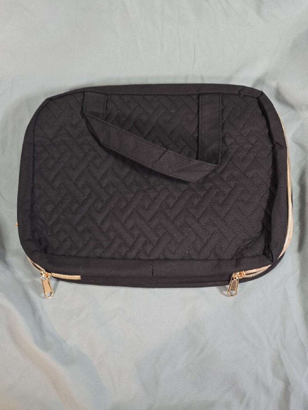Black Quilted Travel Tote Bag with Top Handles - Picture 9 of 10